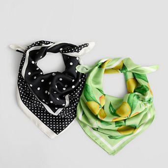Women's LaValentina 2-Pack Lemon & Polka Dot Print Scarf Set