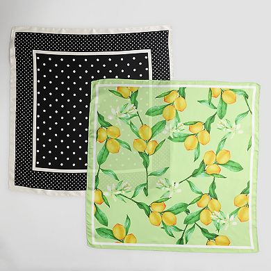 Womens 2-pk. Lemon & Polka Dot Print Scarves