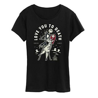 Women's Disney's The Nightmare Before Christmas Jack & Sally Love You To Death Graphic Tee