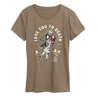 Women's Disney's The Nightmare Before Christmas Jack & Sally Love You To Death Graphic Tee
