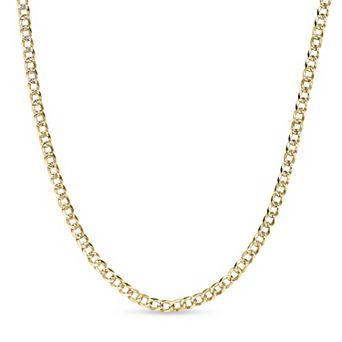 LYNX Men's 14k Gold-Plated 4.9 mm Flat Curb Chain Necklace