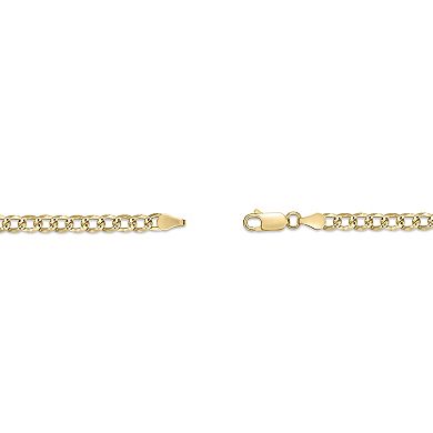 LYNX Men's 14k Gold-Plated 4.9 mm Flat Curb Chain Necklace