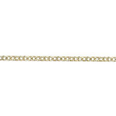 LYNX Men's 14k Gold-Plated 4.9 mm Flat Curb Chain Necklace