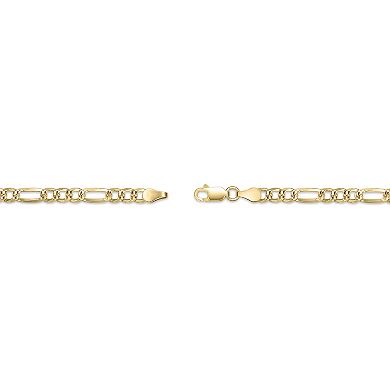 LYNX 14k Gold Over Silver 4 mm Flat Figaro Chain Necklace