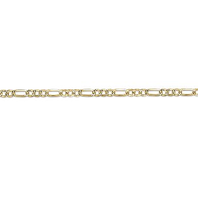 LYNX 14k Gold Over Silver 4 mm Flat Figaro Chain Necklace