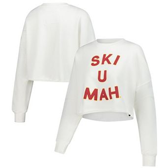 Women's Minnesota Golden Gophers Gameday Social White Raw Edge Boxy Cropped Sweatshirt