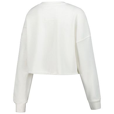 Women's Minnesota Golden Gophers Gameday Social White Raw Edge Boxy Cropped Sweatshirt