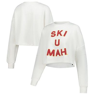 Women's Minnesota Golden Gophers Gameday Social White Raw Edge Boxy Cropped Sweatshirt