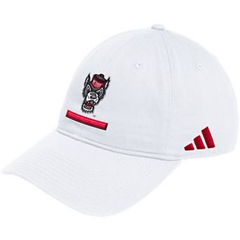 Men's adidas White NC State Wolfpack Locker Room Adjustable Slouch Hat
