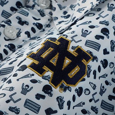 Toddler Garb White/Navy Notre Dame Fighting Irish Tom Allover Print Performance Polo