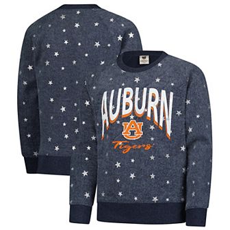 Girls Youth Wes & Willy Navy Auburn Tigers Shimmer Star Reverse Sweatshirt