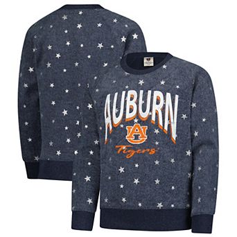 Girls Youth Wes & Willy Navy Auburn Tigers Shimmer Star Reverse Sweatshirt