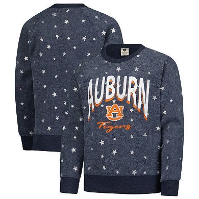 Girls Youth Wes & Willy Navy Auburn Tigers Shimmer Star Reverse Sweatshirt