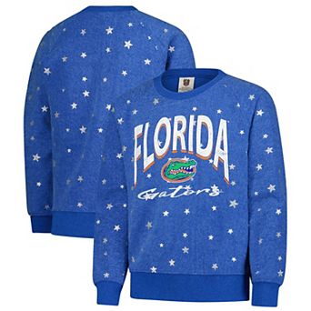 Girls Youth Wes & Willy Royal Florida Gators Shimmer Star Reverse Sweatshirt