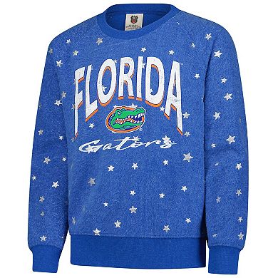 Girls Youth Wes & Willy Royal Florida Gators Shimmer Star Reverse Sweatshirt