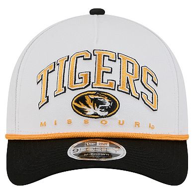 Men's New Era White/Black Missouri Tigers Arch Two-Tone Rope 9FORTY A-Frame M-Crown Adjustable Hat