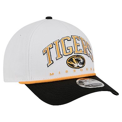 Men's New Era White/Black Missouri Tigers Arch Two-Tone Rope 9FORTY A-Frame M-Crown Adjustable Hat