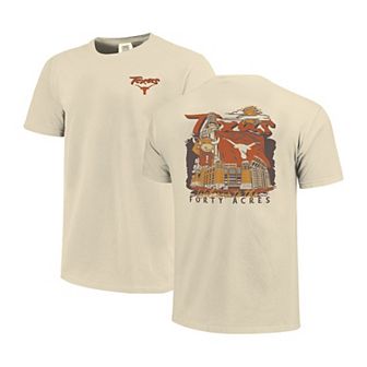Men's Image One Natural Texas Longhorns Comfort Colors Hand-Drawn Campus Stack T-Shirt