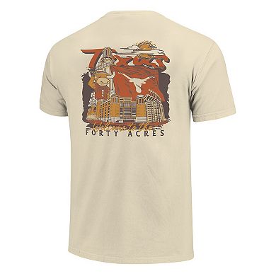 Men's Image One Natural Texas Longhorns Comfort Colors Hand-Drawn Campus Stack T-Shirt