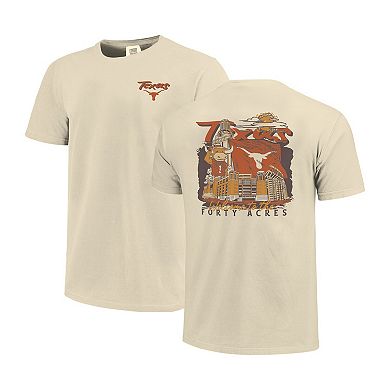 Men's Image One Natural Texas Longhorns Comfort Colors Hand-Drawn Campus Stack T-Shirt
