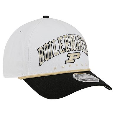 Men's New Era White/Black Purdue Boilermakers Arch Two-Tone Rope 9FORTY A-Frame M-Crown Adjustable Hat