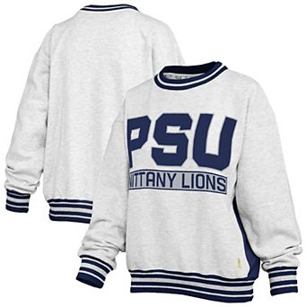 Women's Pressbox Heather Gray/Navy Penn State Nittany Lions Endzone Crewneck Sweatshirt
