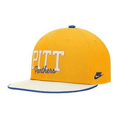 Men's Nike Gold Pitt Panthers Vintage Script Pro Dri-FIT Snapback Hat