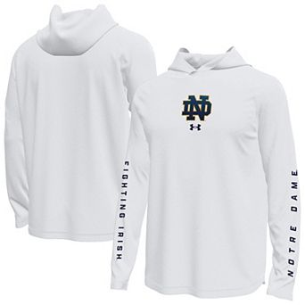 Men's Under Armour White Notre Dame Fighting Irish Tech Stretch Long-Sleeve Hooded T-Shirt