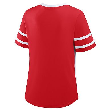 Women's Fanatics Red/White Wisconsin Badgers Be Fearless Athena Lace-Up T-Shirt