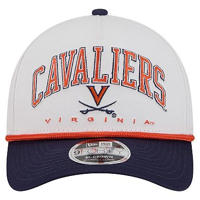 Men's New Era White/Navy Virginia Cavaliers Arch Two-Tone Rope 9FORTY A-Frame M-Crown Adjustable Hat