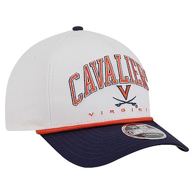 Men's New Era White/Navy Virginia Cavaliers Arch Two-Tone Rope 9FORTY A-Frame M-Crown Adjustable Hat