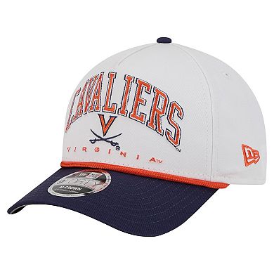 Men's New Era White/Navy Virginia Cavaliers Arch Two-Tone Rope 9FORTY A-Frame M-Crown Adjustable Hat
