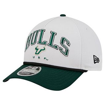 Men's New Era White/Green South Florida Bulls Arch Two-Tone Rope 9FORTY A-Frame M-Crown Adjustable Hat