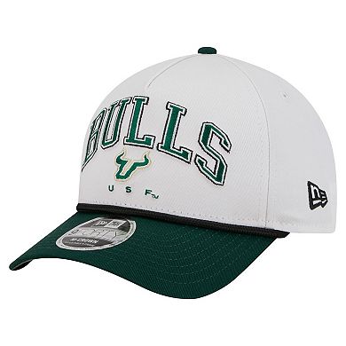 Men's New Era White/Green South Florida Bulls Arch Two-Tone Rope 9FORTY A-Frame M-Crown Adjustable Hat