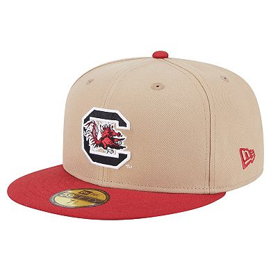 Men's New Era Khaki South Carolina Gamecocks Two-Tone 59FIFTY Fitted Hat