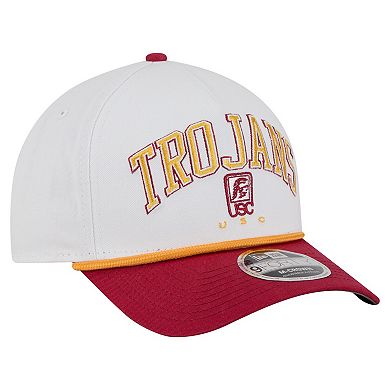 Men's New Era White/Cardinal USC Trojans Arch Two-Tone Rope 9FORTY A-Frame M-Crown Adjustable Hat