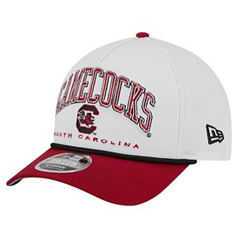 Men's New Era White/Garnet South Carolina Gamecocks Arch Two-Tone Rope 9FORTY A-Frame M-Crown Adjustable Hat