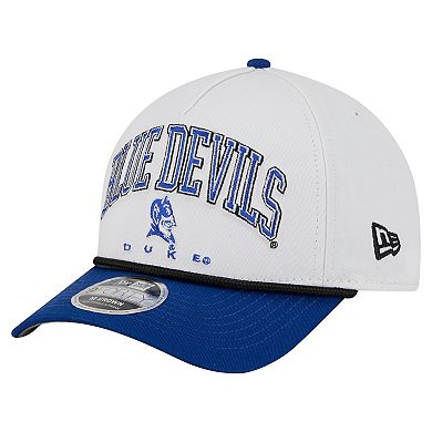 Men's New Era White/Royal Duke Blue Devils Arch Two-Tone Rope 9FORTY A-Frame M-Crown Adjustable Hat