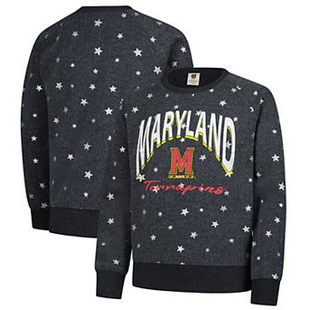Girls Youth Wes & Willy Black Maryland Terrapins Shimmer Star Reverse Sweatshirt
