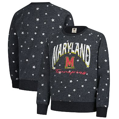 Girls Youth Wes & Willy Black Maryland Terrapins Shimmer Star Reverse Sweatshirt