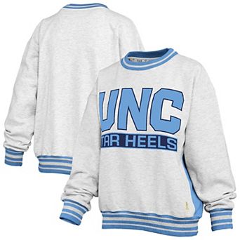 Women's Pressbox Heather Gray/Carolina Blue North Carolina Tar Heels Endzone Crewneck Sweatshirt