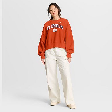 Women's Nike Orange Clemson Tigers Oversized Phoenix Arch Pullover Sweatshirt