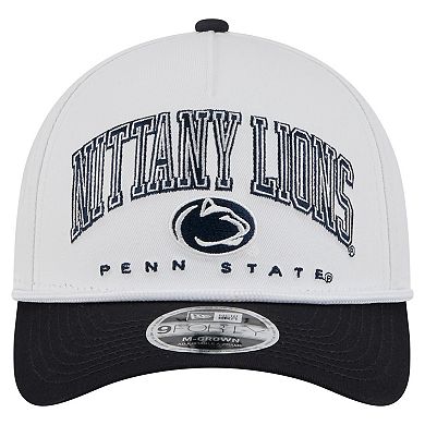 Men's New Era White/Navy Penn State Nittany Lions Arch Two-Tone Rope 9FORTY A-Frame M-Crown Adjustable Hat