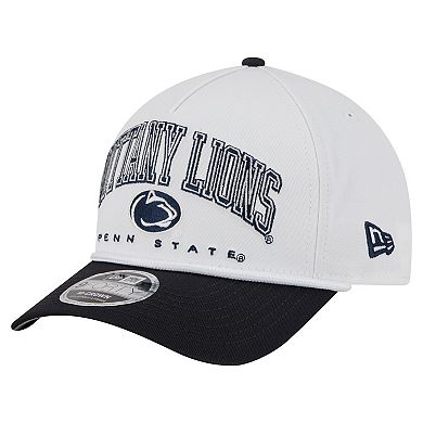 Men's New Era White/Navy Penn State Nittany Lions Arch Two-Tone Rope 9FORTY A-Frame M-Crown Adjustable Hat
