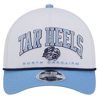 Men's New Era White/Carolina Blue North Carolina Tar Heels Arch Two-Tone Rope 9FORTY A-Frame M-Crown Adjustable Hat