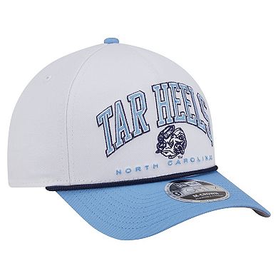 Men's New Era White/Carolina Blue North Carolina Tar Heels Arch Two-Tone Rope 9FORTY A-Frame M-Crown Adjustable Hat