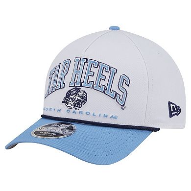 Men's New Era White/Carolina Blue North Carolina Tar Heels Arch Two-Tone Rope 9FORTY A-Frame M-Crown Adjustable Hat