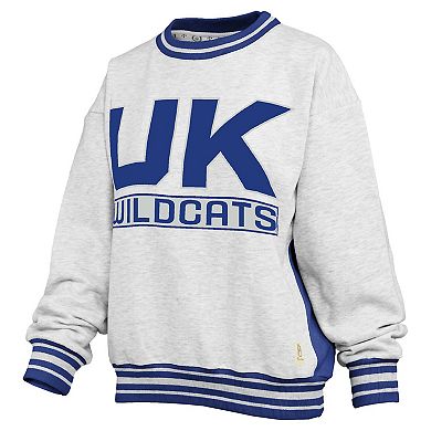Women's Pressbox Heather Gray/Royal Kentucky Wildcats Endzone Crewneck Sweatshirt