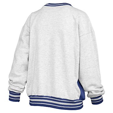 Women's Pressbox Heather Gray/Royal Kentucky Wildcats Endzone Crewneck Sweatshirt