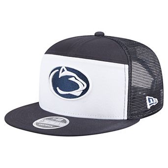 Men's New Era Navy/White Penn State Nittany Lions Outdoor Wide Panel 9FIFTY Snapback Trucker Hat